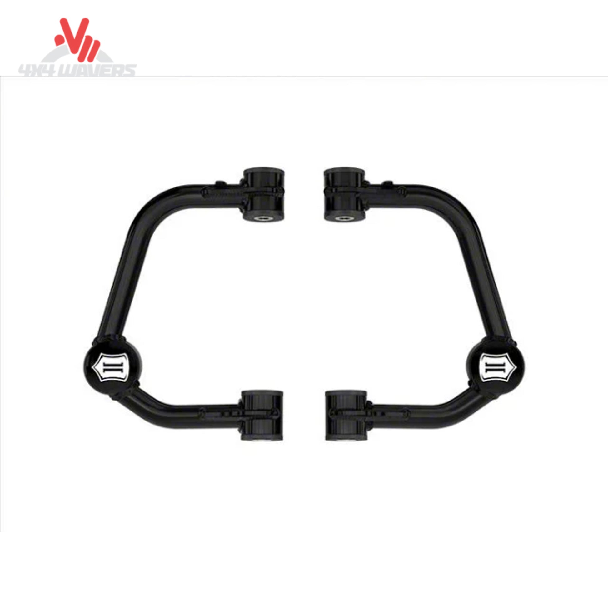 ICON Vehicle Dynamics tubular upper control arm kit with Delta Joint PRO for 2021-2026 Ford F-150, showing sturdy control arms with Delta Joint.