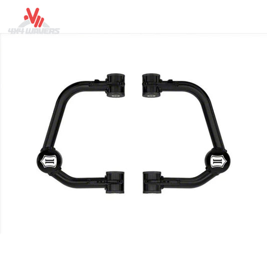 ICON Vehicle Dynamics tubular upper control arm kit with Delta Joint PRO for 2021-2026 Ford F-150, showing sturdy control arms with Delta Joint.