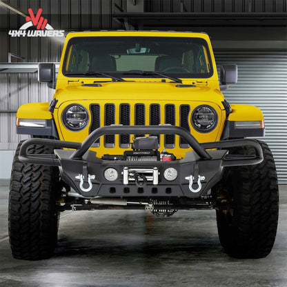 Smittybilt SRC Gen2 bumper installed on Jeep Gladiator JT; Jeep Gladiator JT featuring Smittybilt SRC Gen2 bumper with winch-ready off-road design