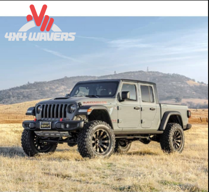 Side profile of a 2020-2026 Jeep Gladiator Mojave with ReadyLIFT 4-inch Terrain Flex Lift Kit installed, showcasing the lifted stance.