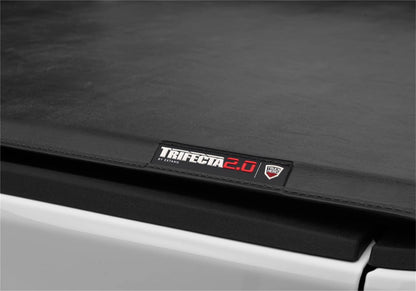 Close-up of Extang Trifecta 2.0 soft folding tonneau cover on a 2020-2026 Jeep Gladiator with a 5FT bed, showing vinyl material and folding mechanism.
