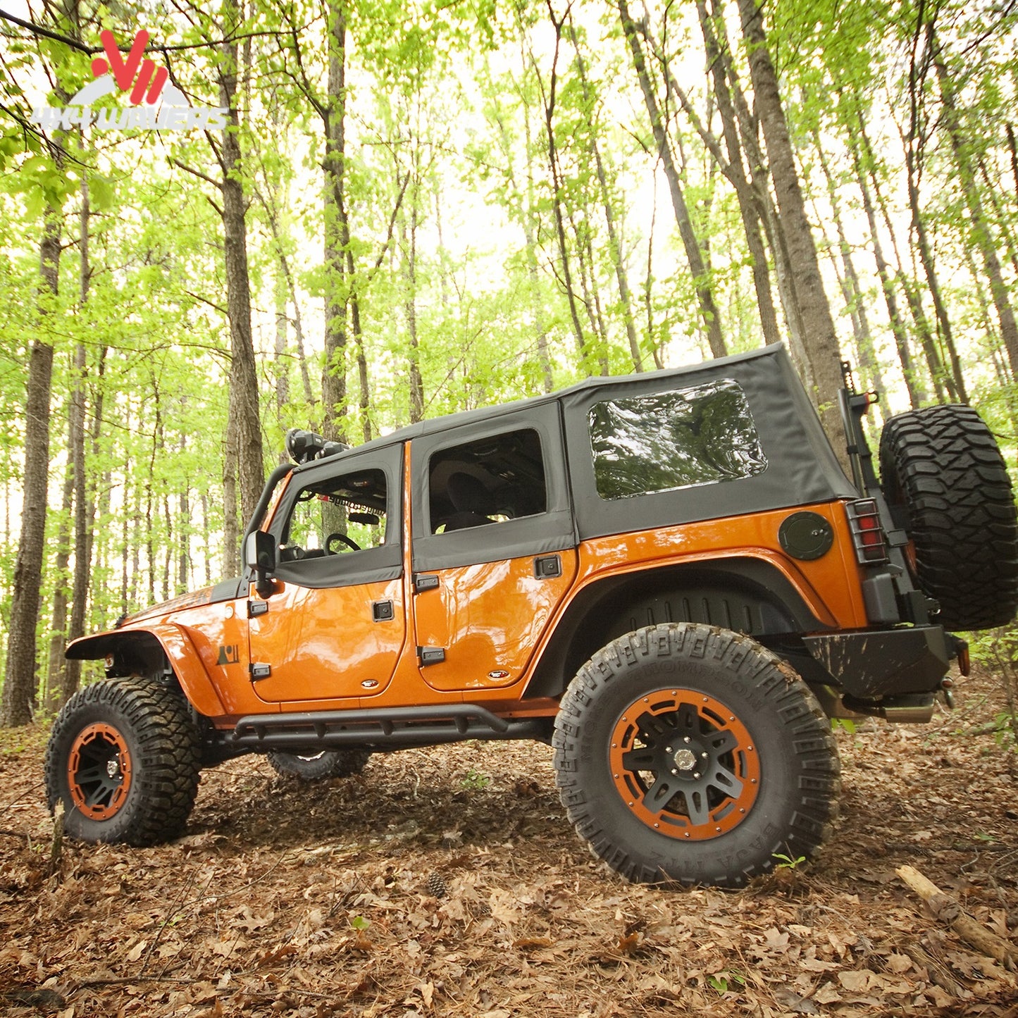How do all-terrain fender flares improve tire coverage on a Jeep Wrangler JK?