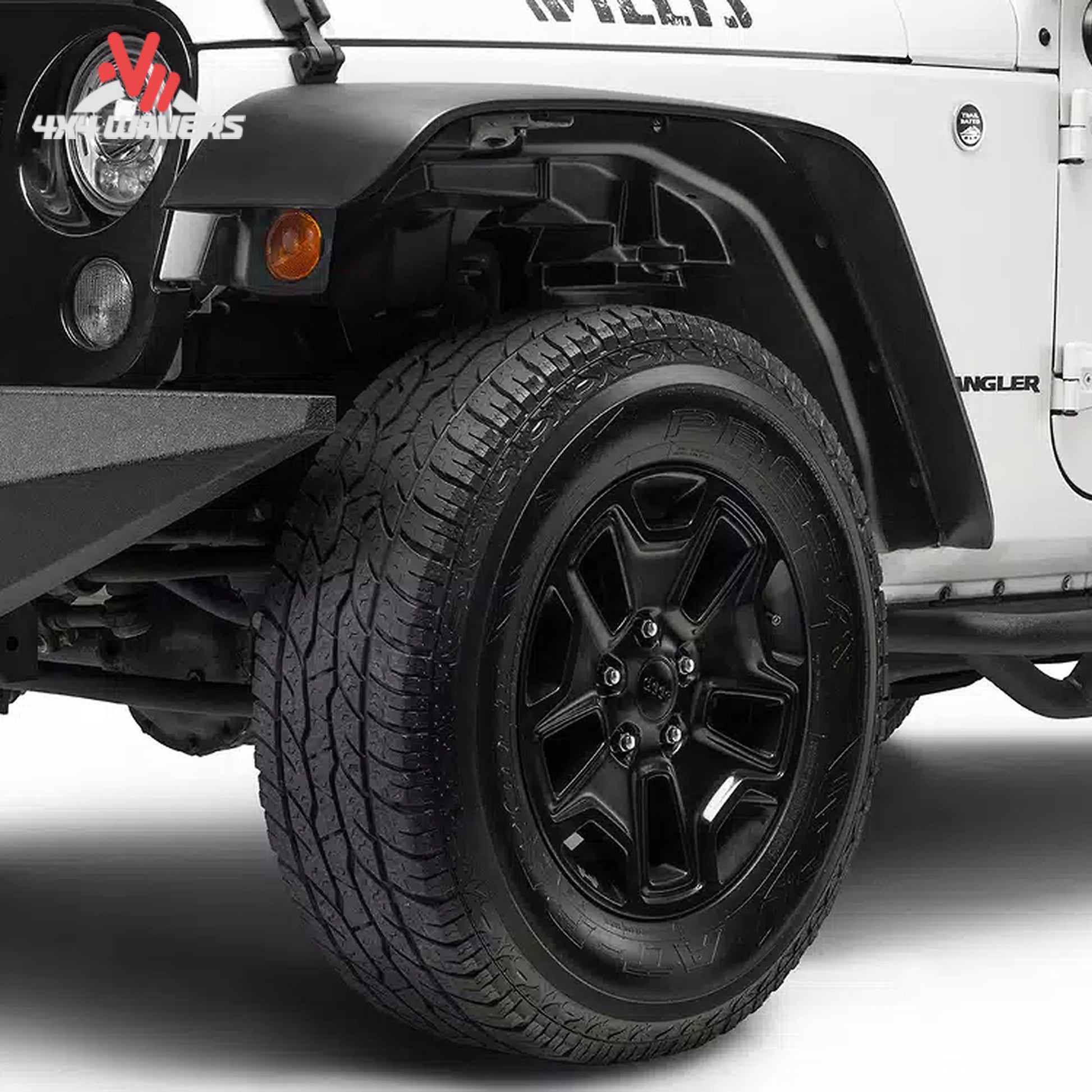 Jeep Wrangler JK with Rugged Ridge all-terrain fender flares and oversized tires