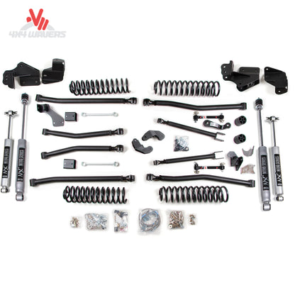 BDS 4.5-inch long arm lift kit with NX2 shocks on a 2007-2018 Jeep Wrangler JK Unlimited for off-road rock crawling.