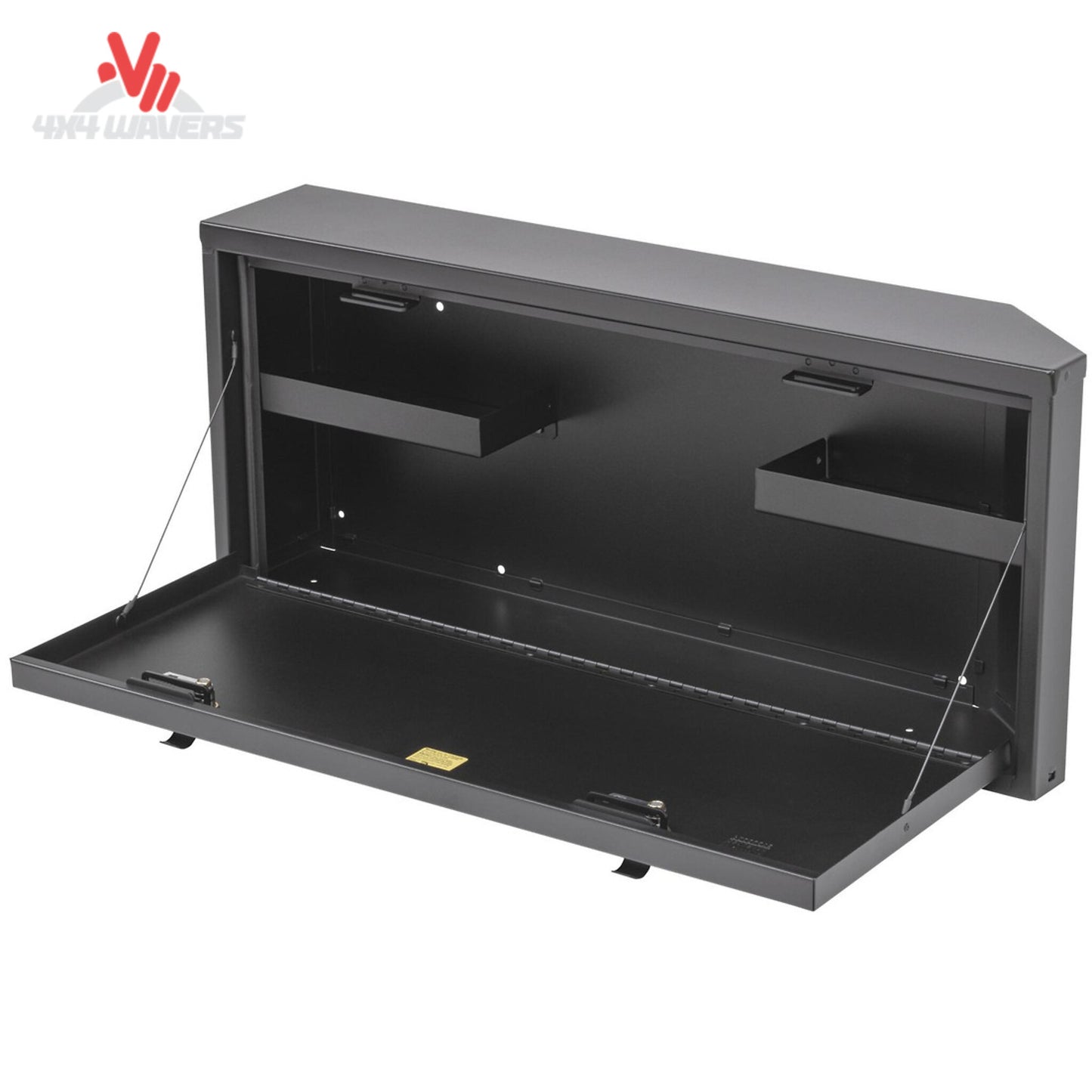 Interior view of Tuffy tailgate lockbox displaying organized storage space and removable trays