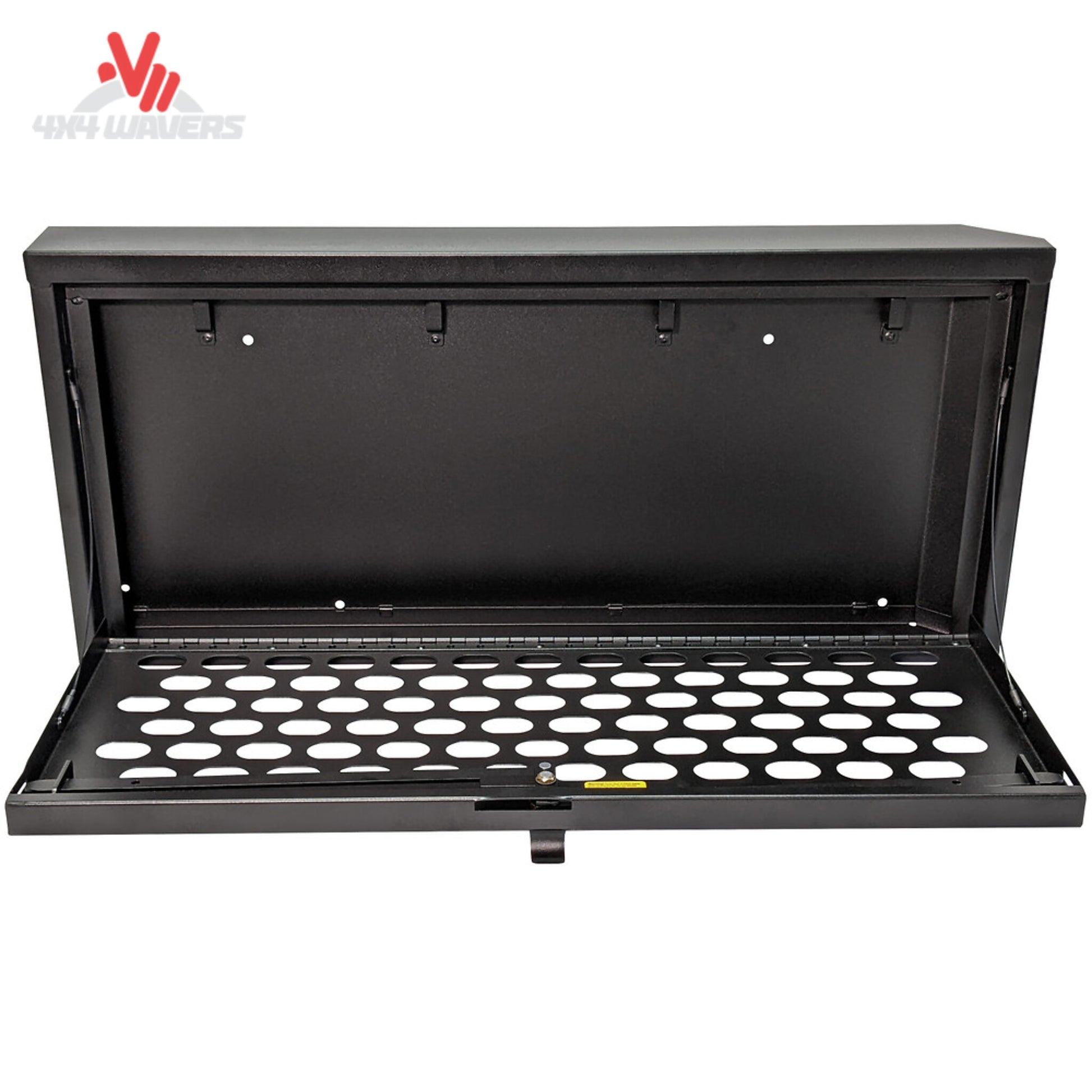 Fold-down worktable on Jeep JL tailgate lockbox