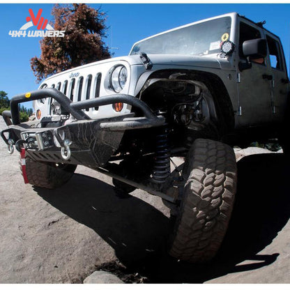 Complete Jeep Wrangler JK build featuring Smittybilt SRC Gen2 bumper and off-road accessories