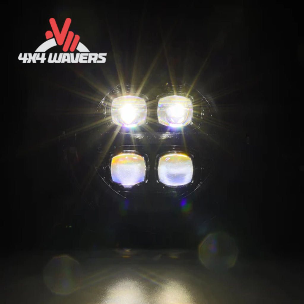 txt
Faros delanteros proyectores LED AlphaRex NOVA con carcasa negra, con DRL y luces direccionales secuenciales para Jeep Wrangler JL 2018-2026.