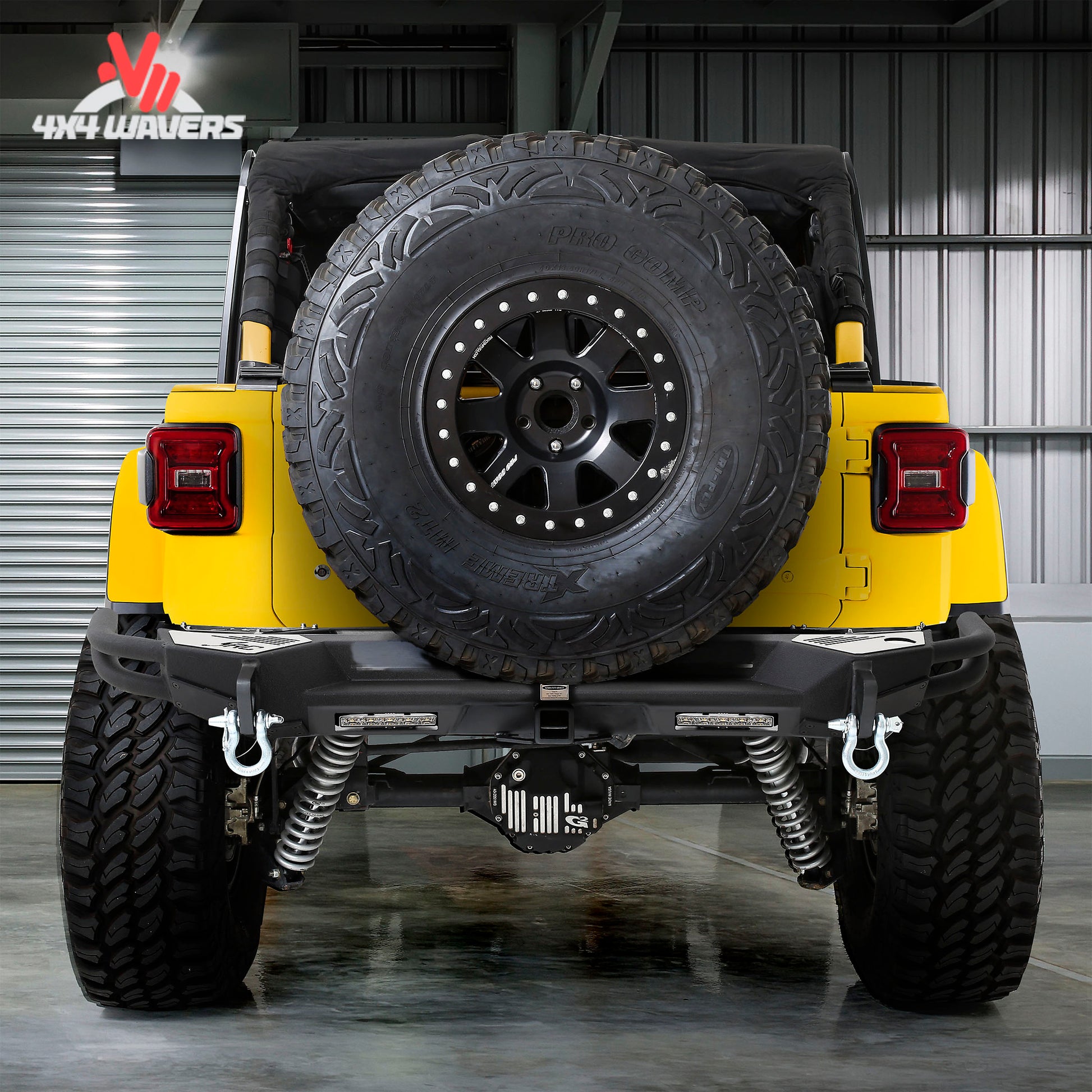 Smittybilt SRC Gen2 rear bumper installed on Jeep Wrangler JL; Jeep Wrangler JL equipped with an off-road-ready SRC Gen2 rear bumper and hitch system