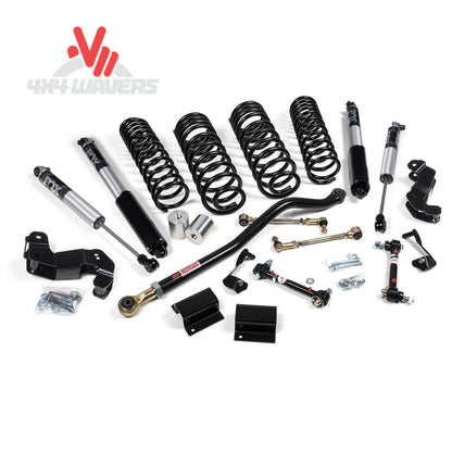 BDS Suspension JKS 3.5-inch lift kit with JSPEC shocks and sway links installed on a 2020-2026 Jeep Gladiator JT.