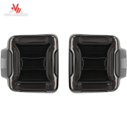 Luces traseras LED ahumadas Metra para Jeep Wrangler JL 2018-2023, instalación plug-and-play con arnés OEM.