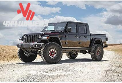 ReadyLIFT 4-inch Terrain Flex lift kit on 2020-2026 Jeep Gladiator JT, side view showing lifted suspension and rugged tires.