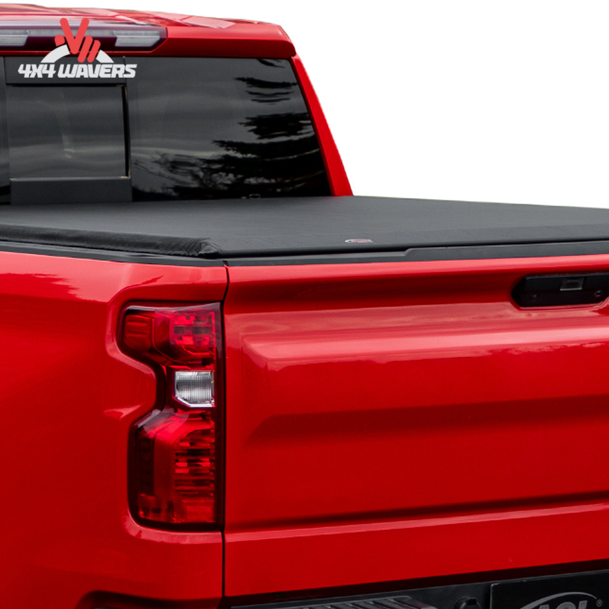 A durable black vinyl soft roll up truck bed cover installed on a short box Ford F-150 Lightning SKU BGPC_31369.