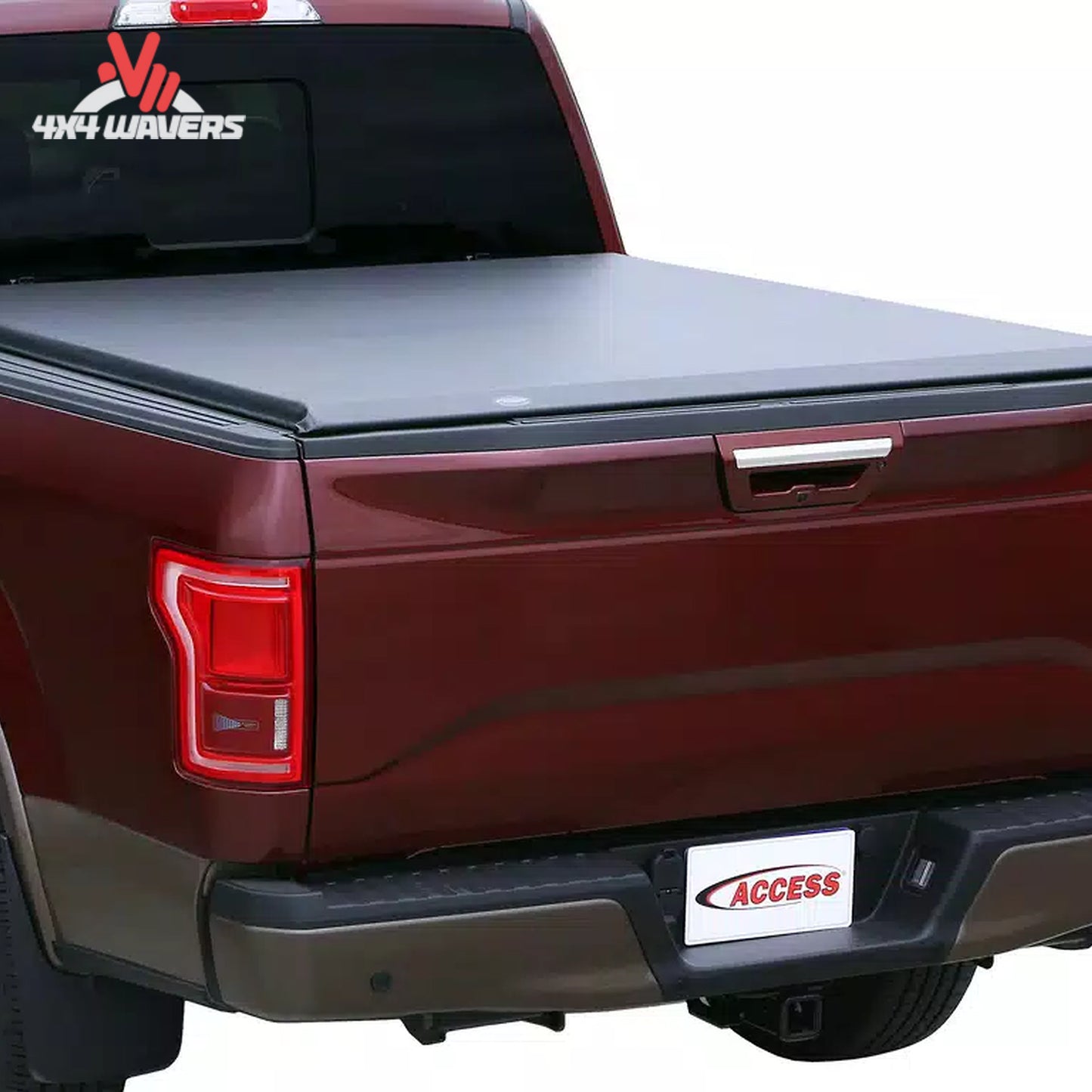 A durable black vinyl soft roll up truck bed cover installed on a short box Ford F-150 Lightning SKU BGPC_31369.