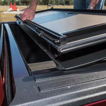 Textured black urethane finish on durable LOMAX aluminum tri fold panels.