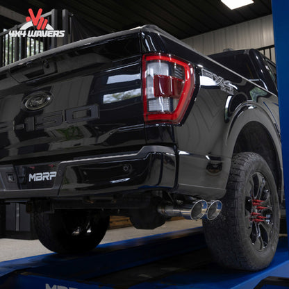 MBRP Armor Pro 3-inch cat-back exhaust system with polished dual side tips for 2021-2026 Ford F-150 pickup truck.