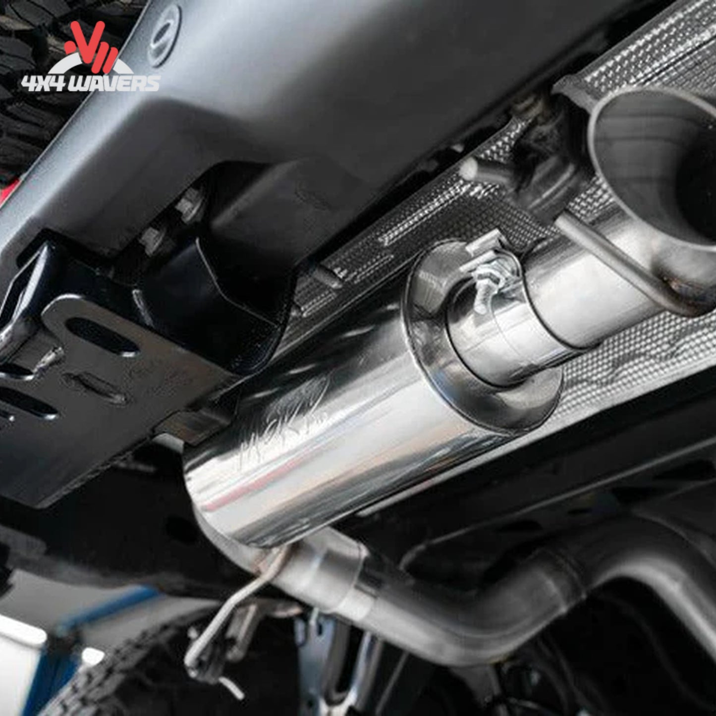 Trail-focused exhaust routing designed to maximize Bronco departure angle and ground clearance