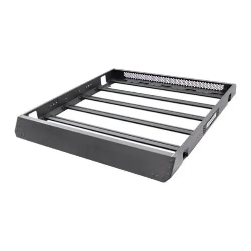 Go Rhino SRM458 modular roof rack basket for overland cargo, measuring 58x52 inches, suitable for universal roof rack installation.