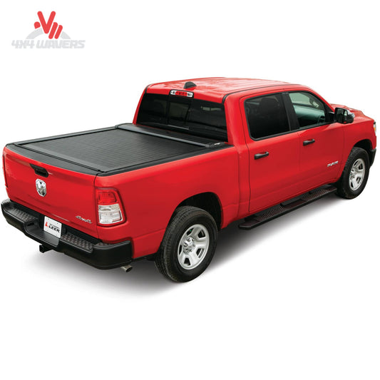 Pace Edwards Switchblade hard retractable tonneau cover on a 97-14 Ford F-150 with 6.5-foot bed, shown in a retracted position.