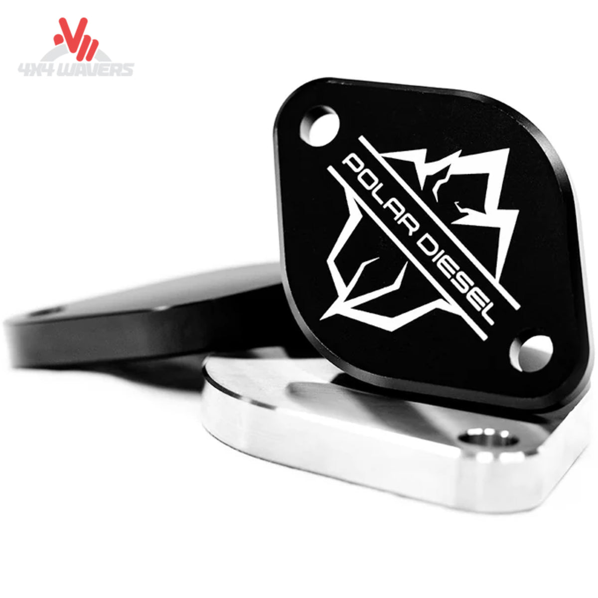 Black anodized 6061 T6 billet aluminum and 304SS exhaust block off plates SKU PD-2-53235000