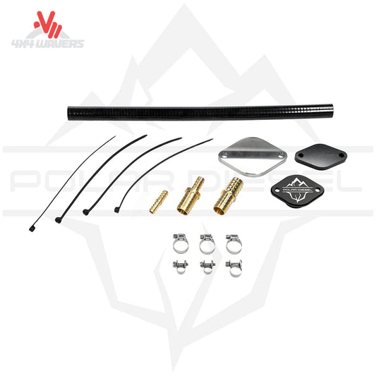 Complete Polar billet aluminum black anodized EGR removal kit for 3.0L Duramax Silverado Yukon SKU PD-2-53235000