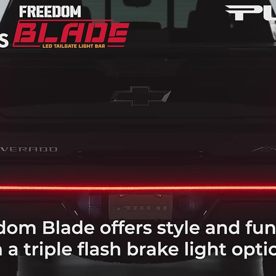 Putco Freedom Blade LED tailgate light bar installation and lighting animation demonstration for Tacoma and Gladiator.