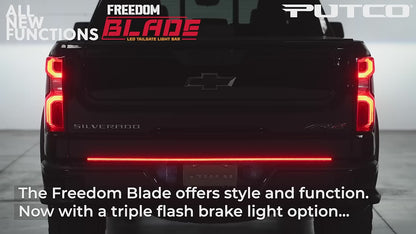 Putco Freedom Blade LED tailgate light bar installation and lighting animation demonstration for Tacoma and Gladiator.
