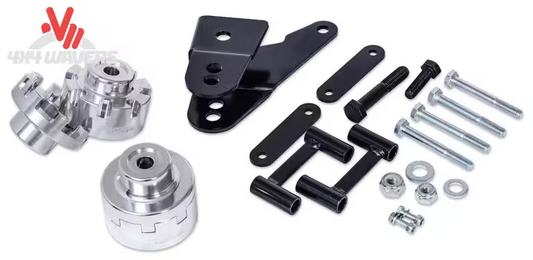 Close-up of ProRYDE Adjustable Rear Lift Kit coil spacer for 2007-2018 Jeep Wrangler JK, part of ProRYDE Suspension Systems body lift kits.