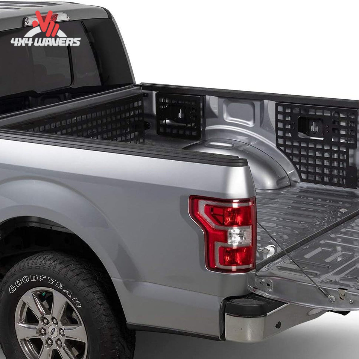 Putco driver side modular MOLLE bed panel for Ford F-150 and Raptor 5.5' bed, designed for truck bed organization.