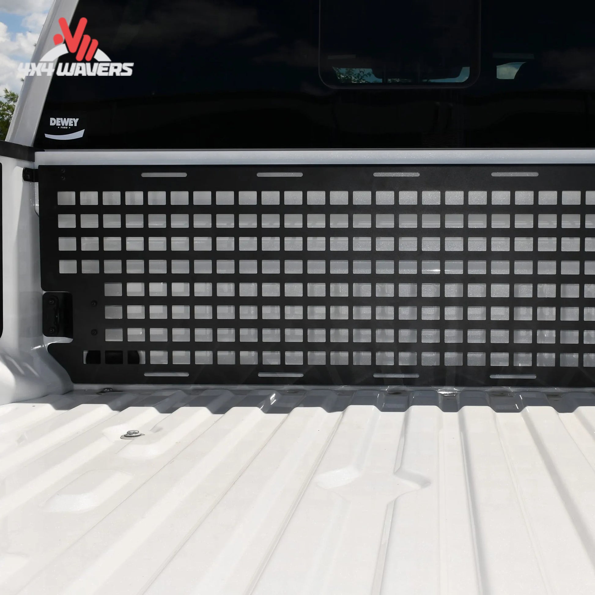Putco Modular MOLLE Bed Panel for 2015-2026 Ford F-150 and Raptor front bulkhead, durable bed organizer with MOLLE system.