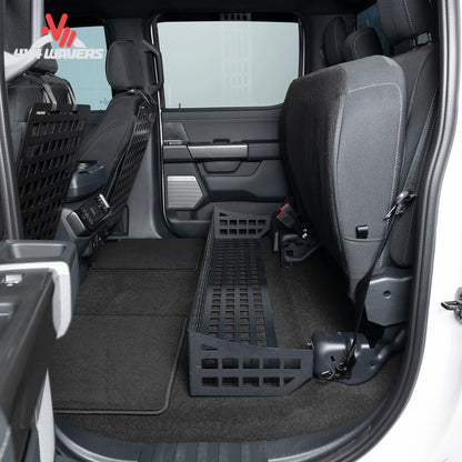 Putco MOLLE Under Seat Storage System for Ford F-150 and F-250 SuperCrew, bed organizer with durable MOLLE panels.