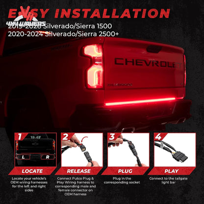 High output Putco Freedom Blade 60 inch LED light strip under truck tailgate SKU 760060-04