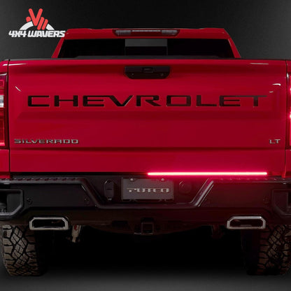 Putco tailgate light bar displaying red brake and white reverse signals SKU 760060-04