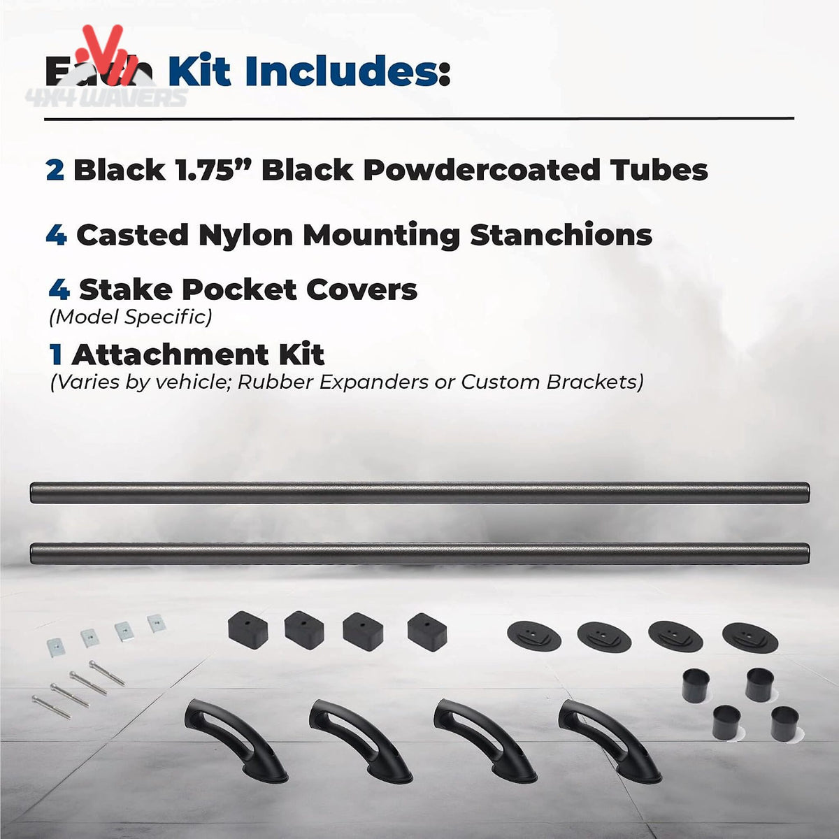 Putco Black Locker bed rail with mounting hardware for 15-26 Ford F-150 5.5ft truck bed, durable metal construction.