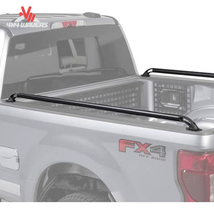 Putco Black Locker Bed Rail installed on 8ft truck bed of a 2015-2026 F150 or 2017-2024 F250/F350 pickup, side view.