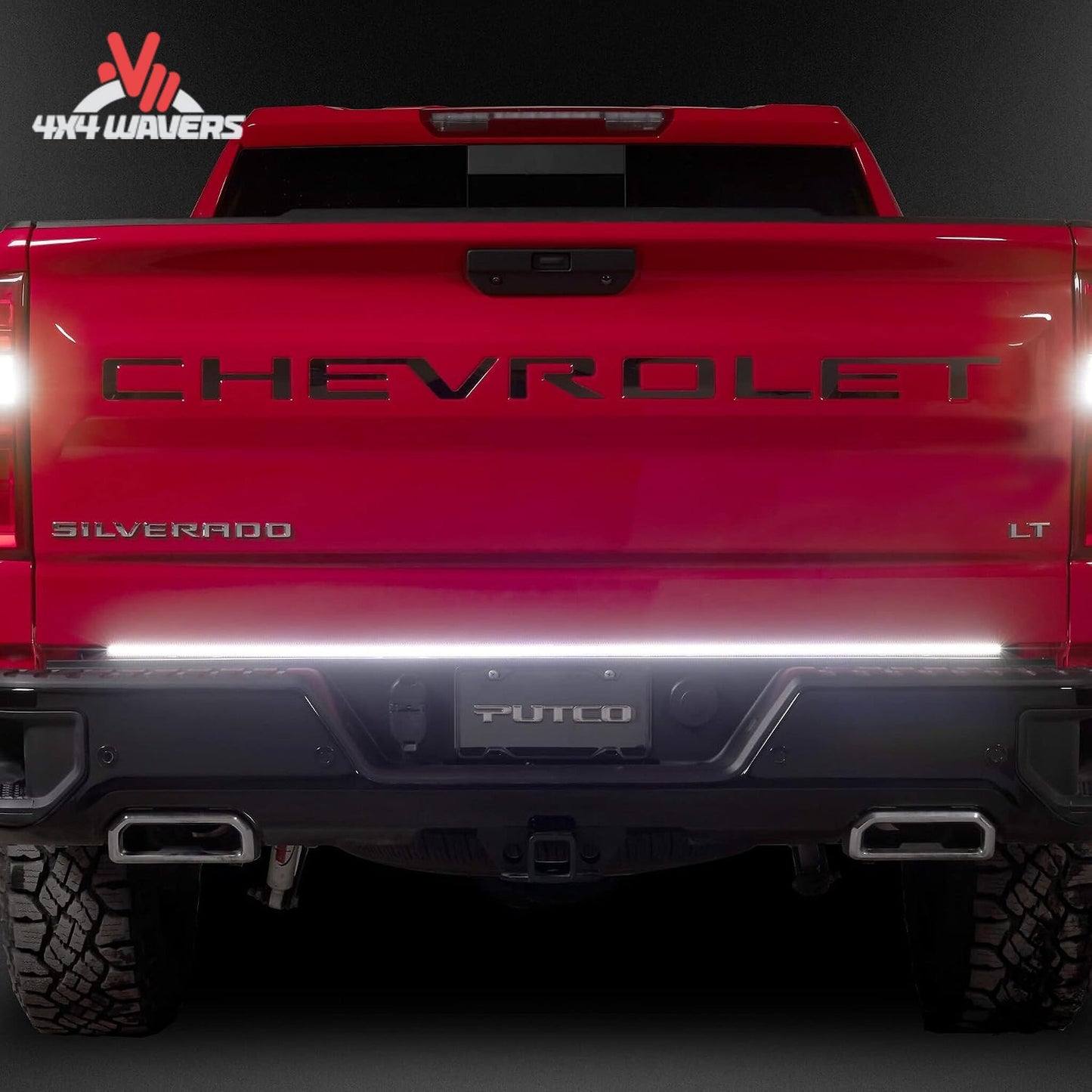 Bright white LED reverse light function on Putco tailgate light bar for GMC Sierra SKU 9202060-05