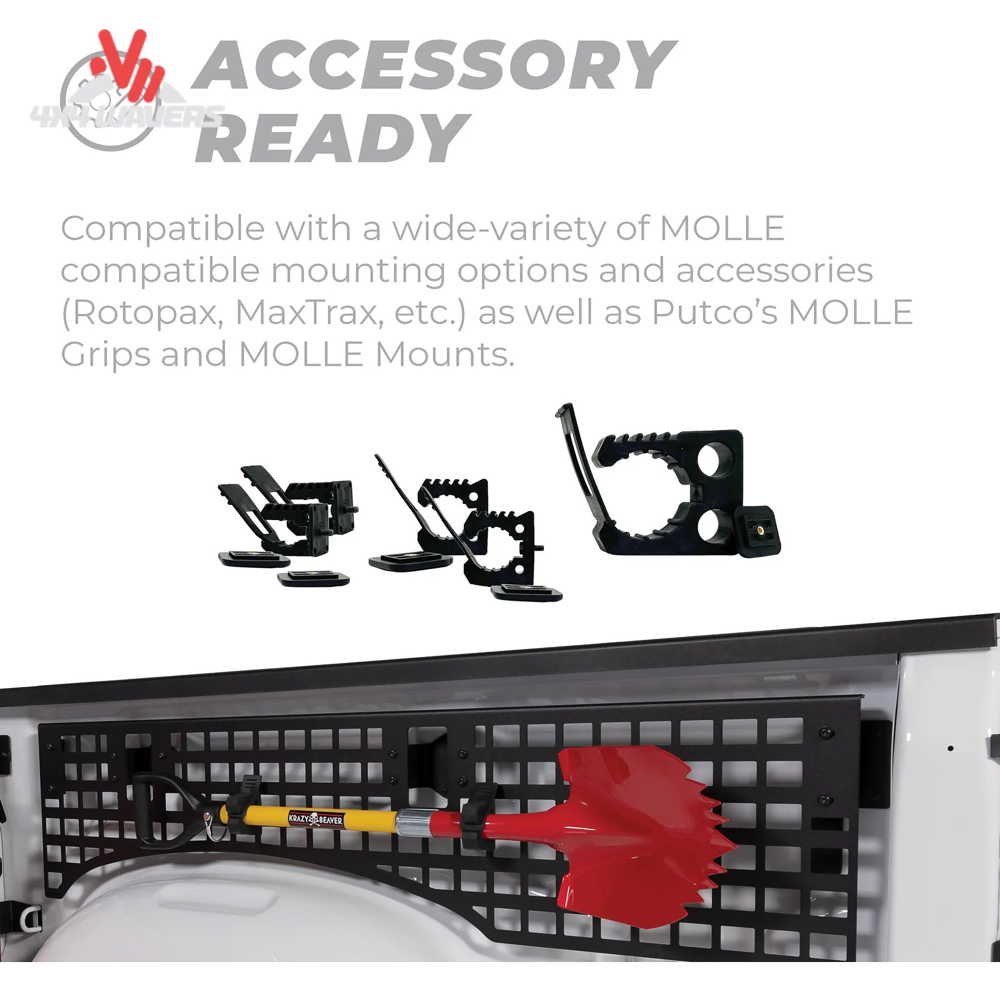 Putco driver side Molle panel for 2015-2020 Ford F150 with 6.5ft bed, truck bed organizer with multiple attachment points.