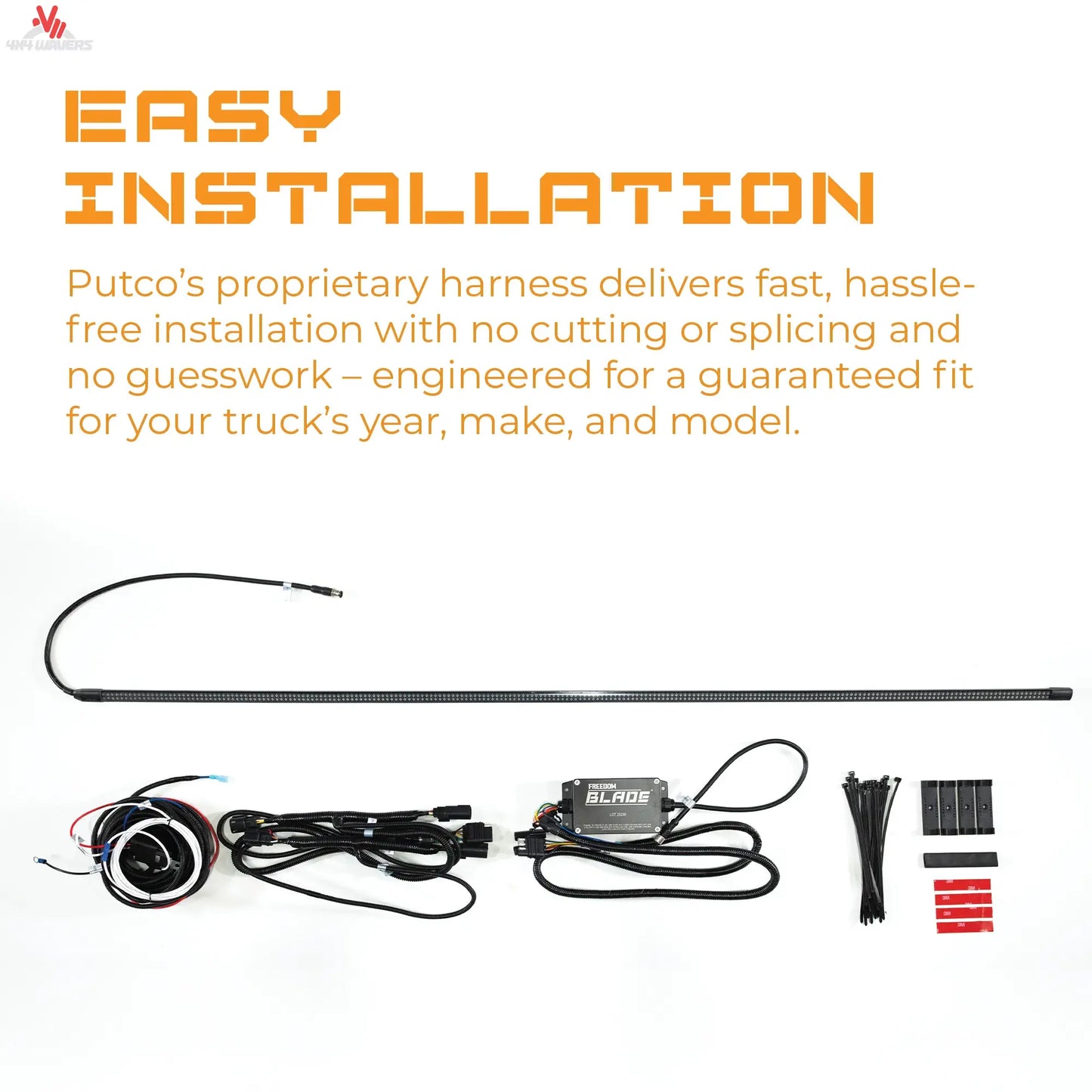 Putco Freedom Blade 48-inch LED tailgate light bar on a 2005-2026 Toyota Tacoma and Gladiator pickup truck.