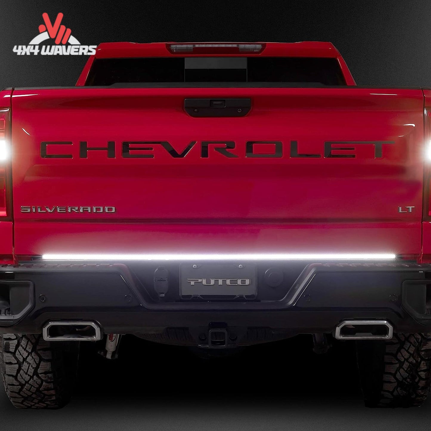 Sequential amber turn signals and bright reverse LED lights on tailgate bar SKU 760060-04