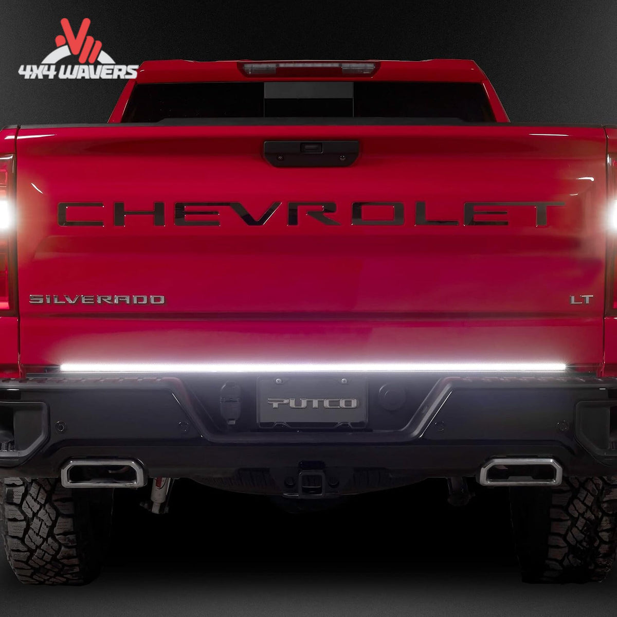 Sequential amber turn signals and bright reverse LED lights on tailgate bar SKU 760060-04