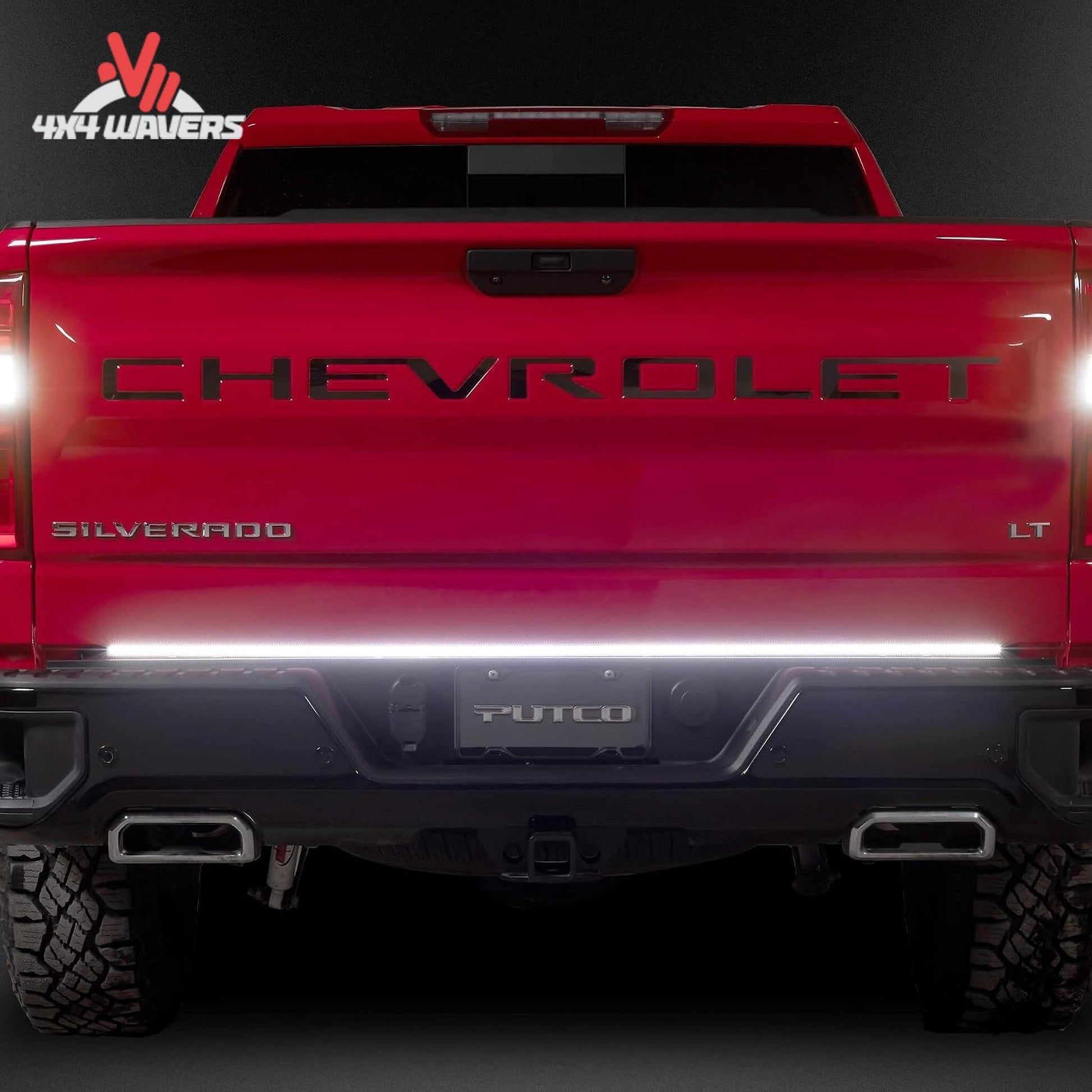 Sequential amber turn signals and bright reverse LED lights on tailgate bar SKU 760060-04