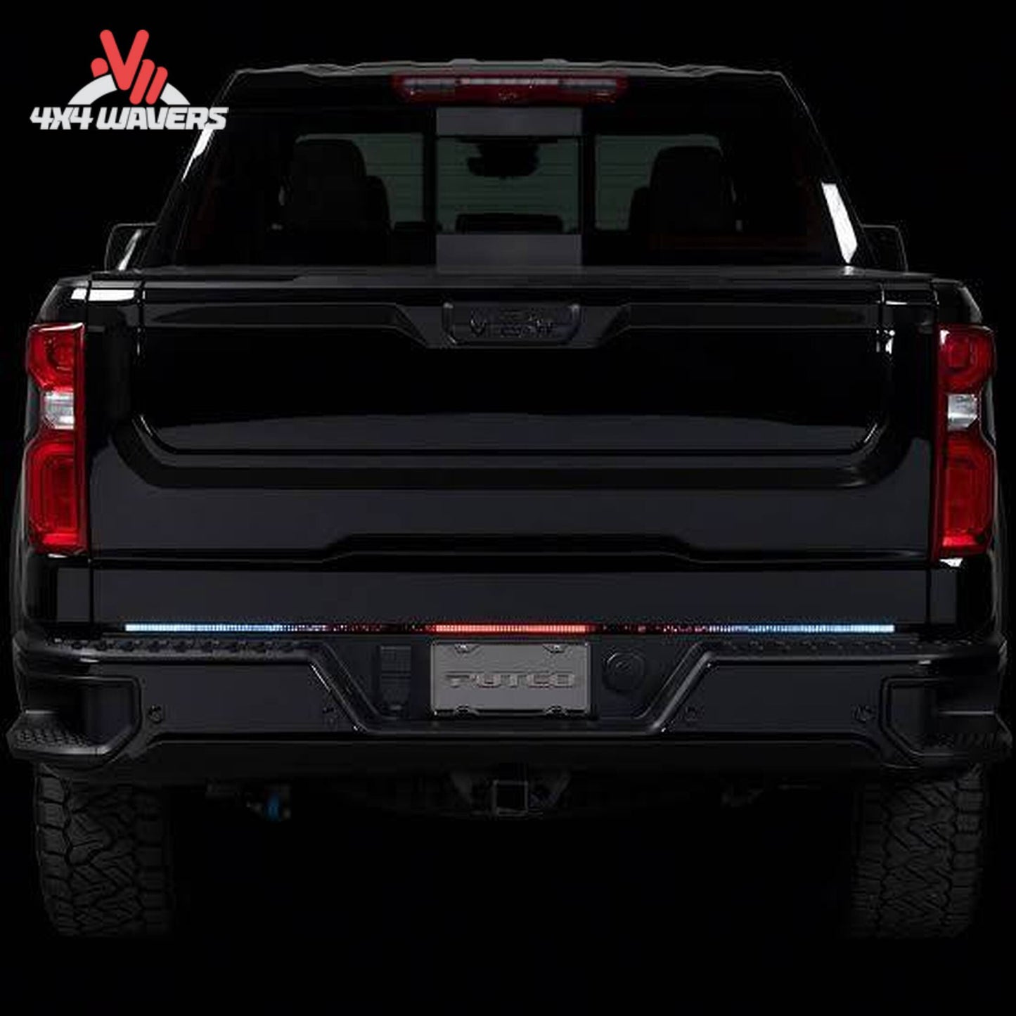 Bright white LED reverse light function on Putco tailgate light bar for GMC Sierra SKU 760060-05
