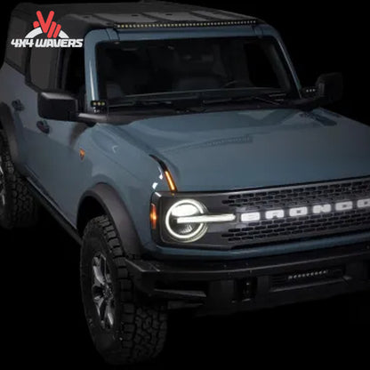 High-output LED daytime running lights integrated into the Ford Bronco front grille
