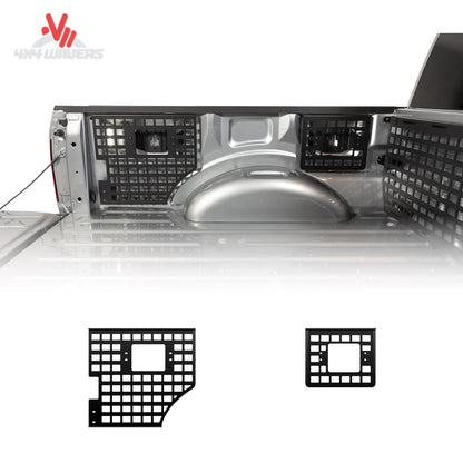 Putco driver Molle panel installed in 15-20 Ford F150 bed, showing organized storage and mounting options for accessories.