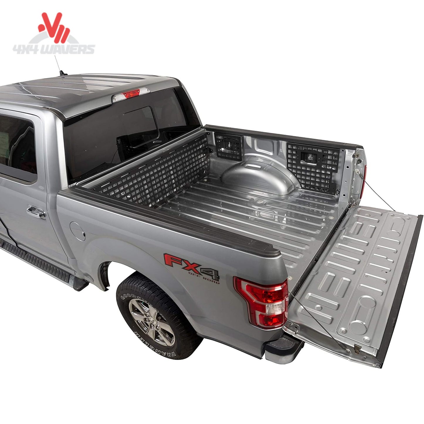 Putco driver Molle panel installed in 15-20 Ford F150 bed, showcasing versatile storage organizer for truck beds.