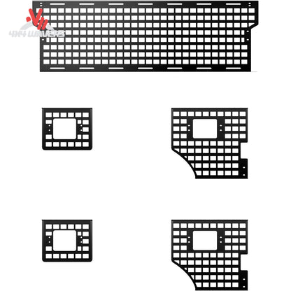 Putco Driver Molle Panel for 15-20 Ford F150 6.5ft bed organizer with tie-down plates and mounting hardware.