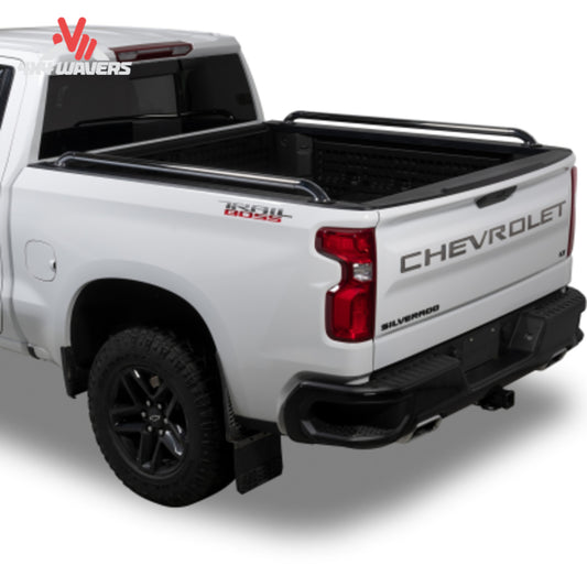 Putco SSR Locker bed rails installed on a 15-26 Ford F150 6.5ft truck, side view showing durable steel construction and sleek design.
