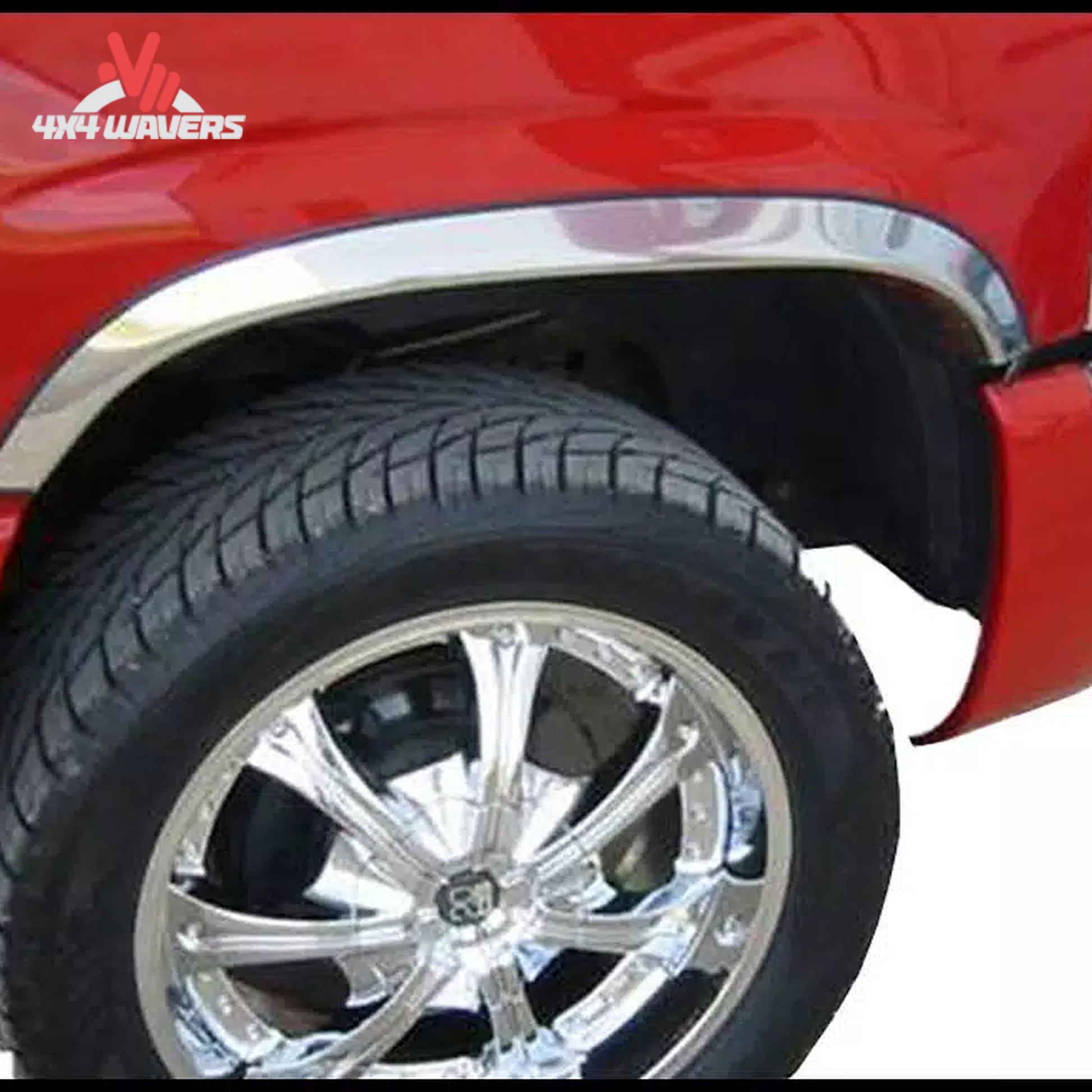 Putco stainless steel fender trim kit with rubber gasket for 2021-2026 Ford F150, shown with detailed close-up of trim and gasket.