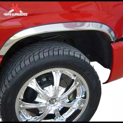 Putco stainless steel fender trim kit with rubber gasket for 2021-2026 Ford F150, shown with detailed close-up of trim and gasket.