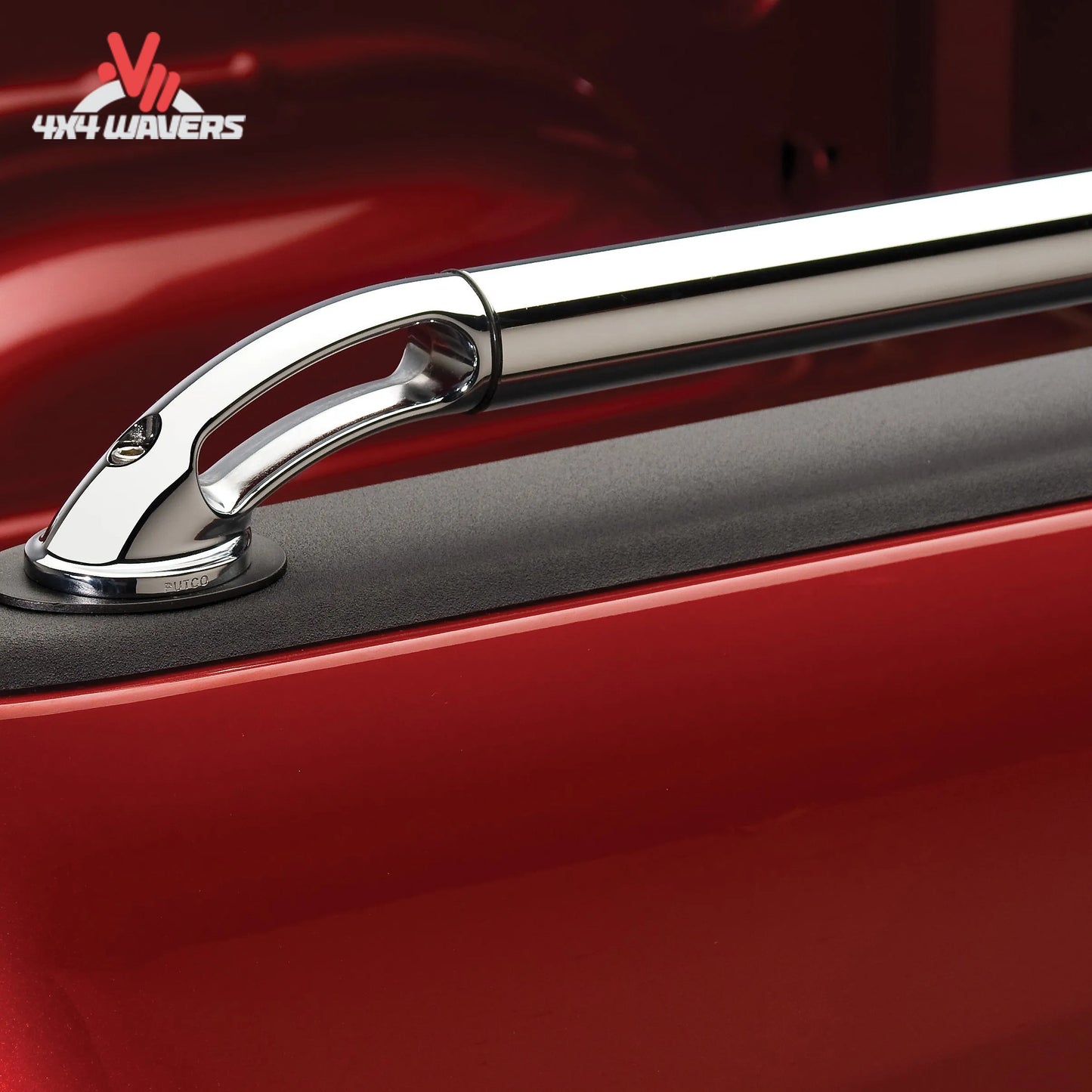 Putco stainless locker bed rail for 15-26 F150 and 17-26 F250/F350 8ft trucks with die-cast end caps, durable and secure.